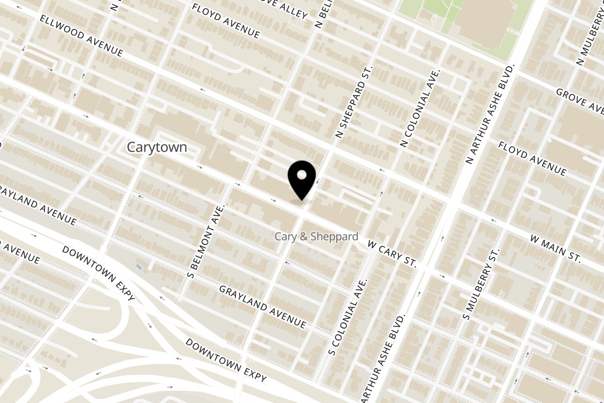 Map showing the location of Lucky Chopsticks on 3000 W Cary St in Richmond